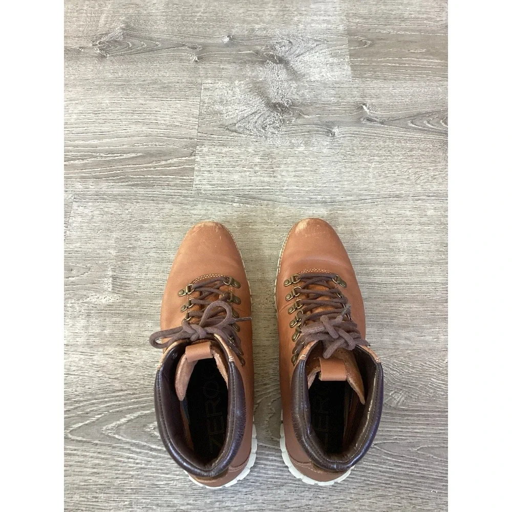 Cole Haan Zerogrand Mens 10.5 M Ankle Leather Hiker Boots Woodbury/Ivory